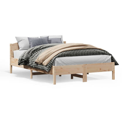 vidaXL Bed Frame | Natural wood | Solid pine wood | Double | Durable | Bed Frame