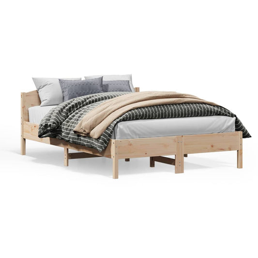 vidaXL Bed Frame | Natural wood | Solid pine wood | Double | Durable | Bed Frame