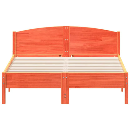 vidaXL Bed Frame | Wax Brown | Solid Pine Wood, Plywood | 120x200 cm | Modern