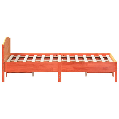 vidaXL Bed Frame | Wax Brown | Solid Pine Wood, Plywood | 120x200 cm | Modern