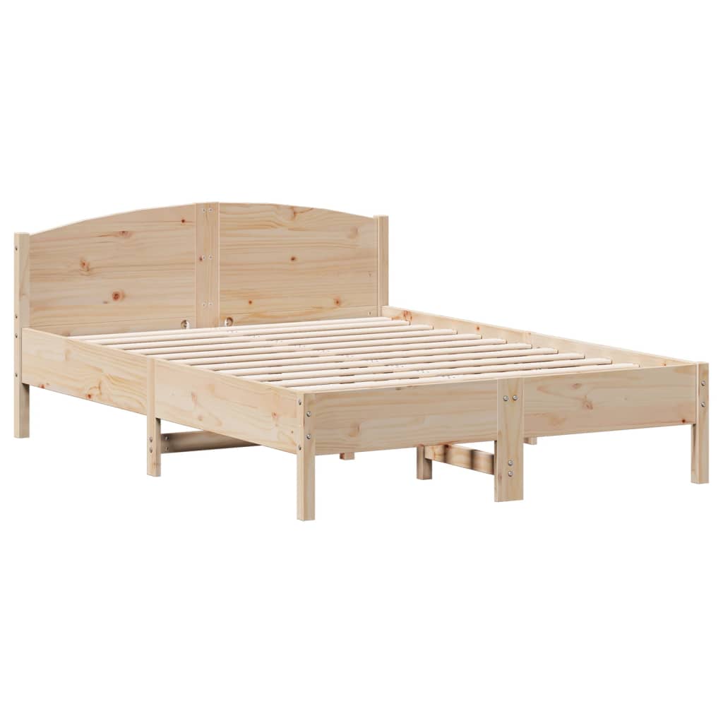 vidaXL Bed Frame | Natural Wood | Solid pine wood, Plywood | Double | Bed Frame