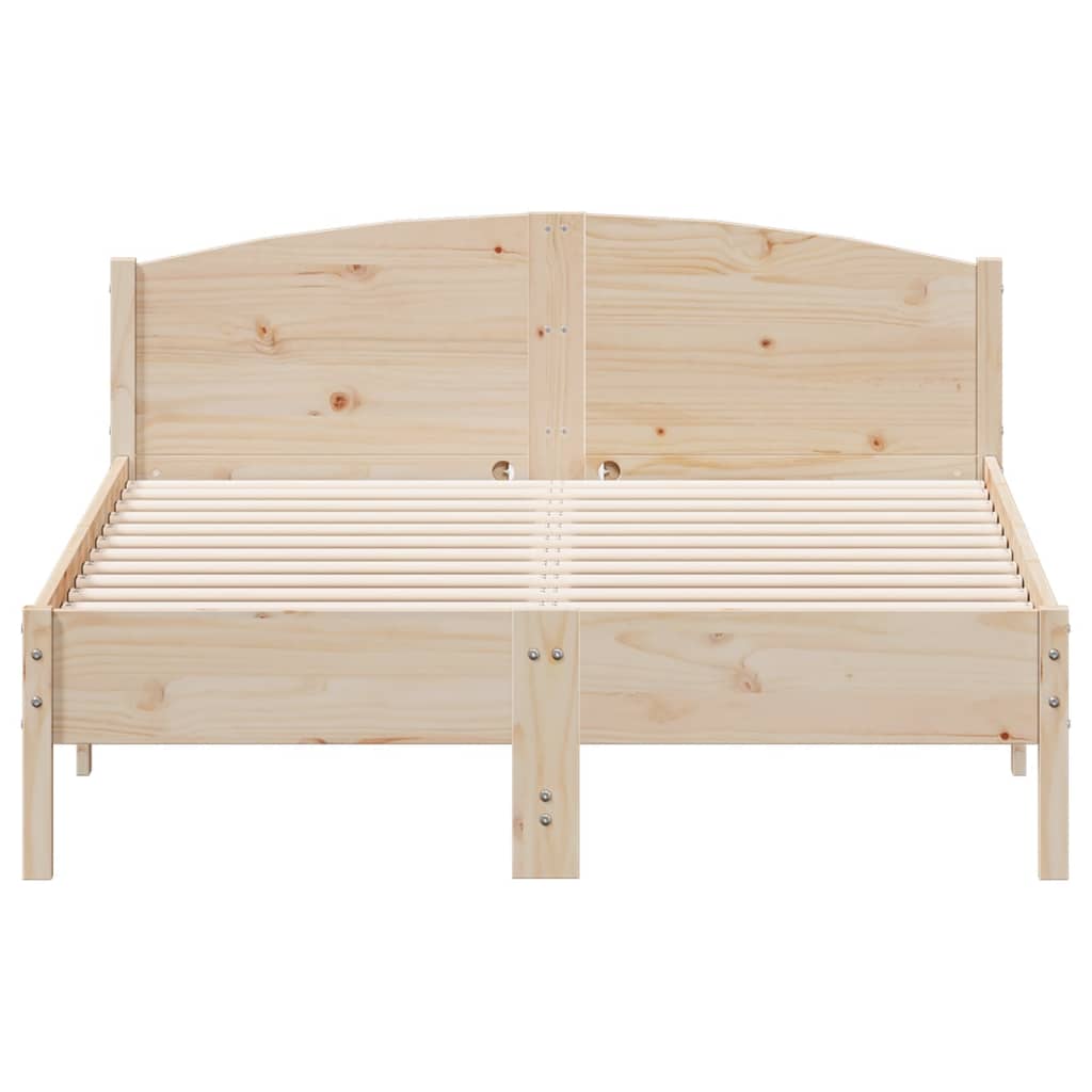 vidaXL Bed Frame | Natural Wood | Solid pine wood, Plywood | Double | Bed Frame