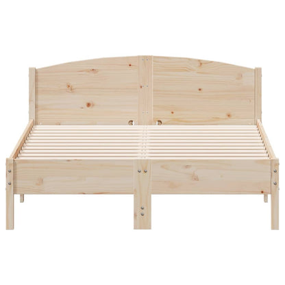 vidaXL Bed Frame | Natural Wood | Solid pine wood, Plywood | Double | Bed Frame