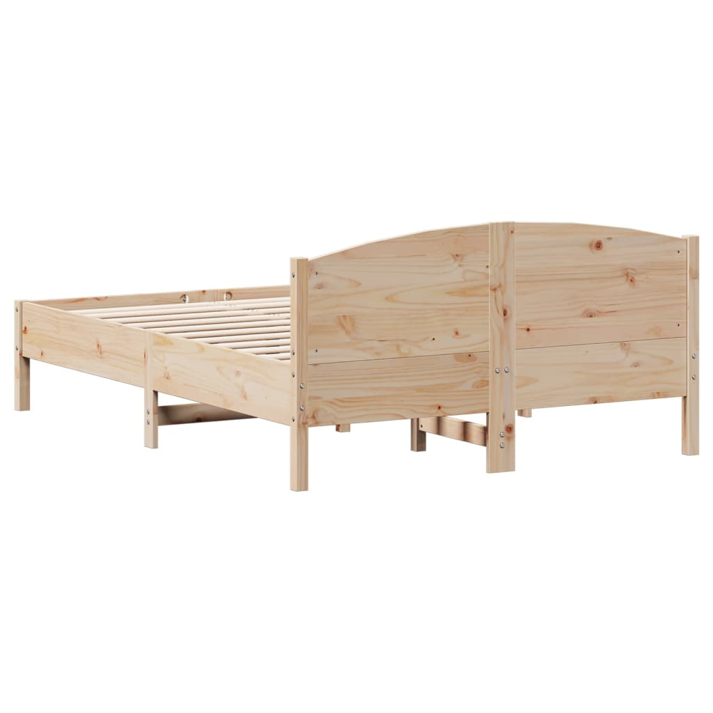 vidaXL Bed Frame | Natural Wood | Solid pine wood, Plywood | Double | Bed Frame