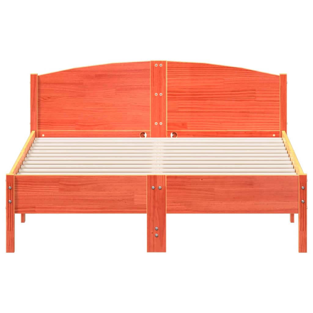 vidaXL Bed Frame | Wax Brown | Solid Pine Wood | 135x190 cm Double