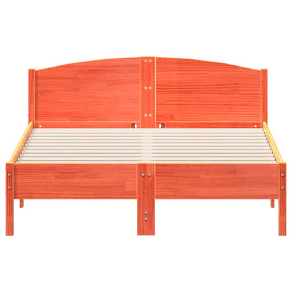 vidaXL Bed Frame | Wax Brown | Solid Pine Wood | 135x190 cm Double