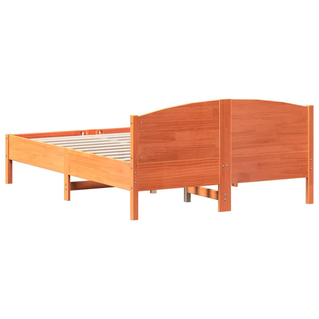 vidaXL Bed Frame | Wax Brown | Solid Pine Wood | 135x190 cm Double