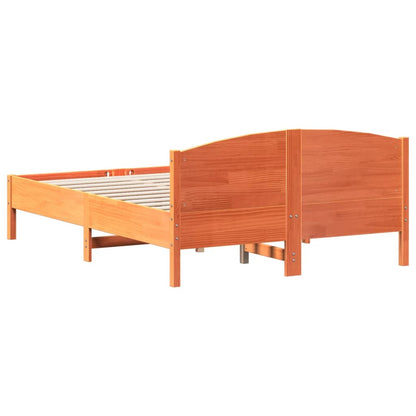 vidaXL Bed Frame | Wax Brown | Solid Pine Wood | 135x190 cm Double