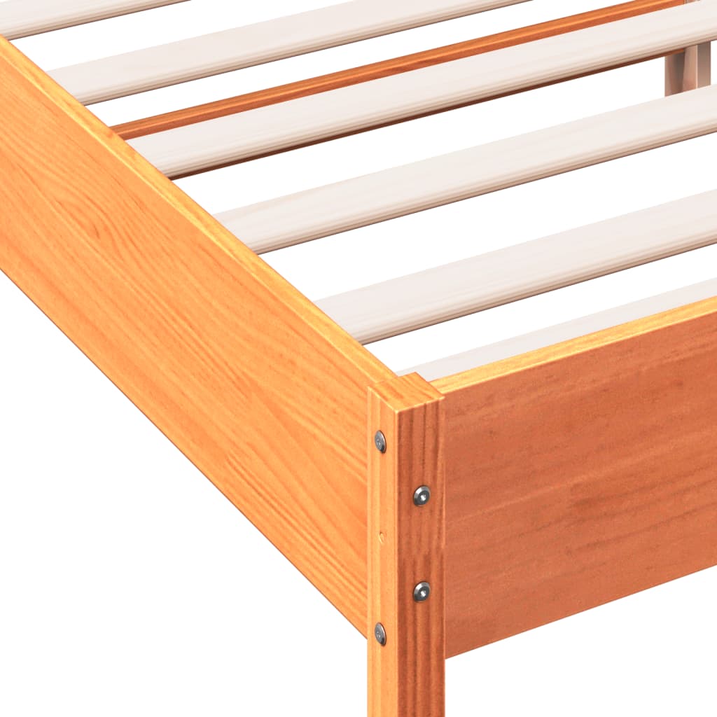vidaXL Bed Frame | Wax Brown | Solid Pine Wood | 135x190 cm Double