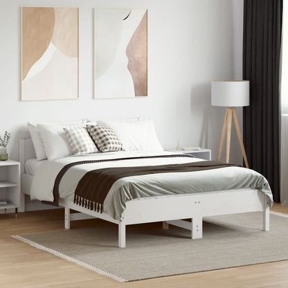 vidaXL Bed Frame without Mattress White 120x190 cm Small Double Solid Wood Pine
