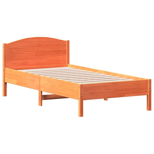 vidaXL Bed Frame without Mattress Wax Brown 90x190 cm Single Solid Wood Pine
