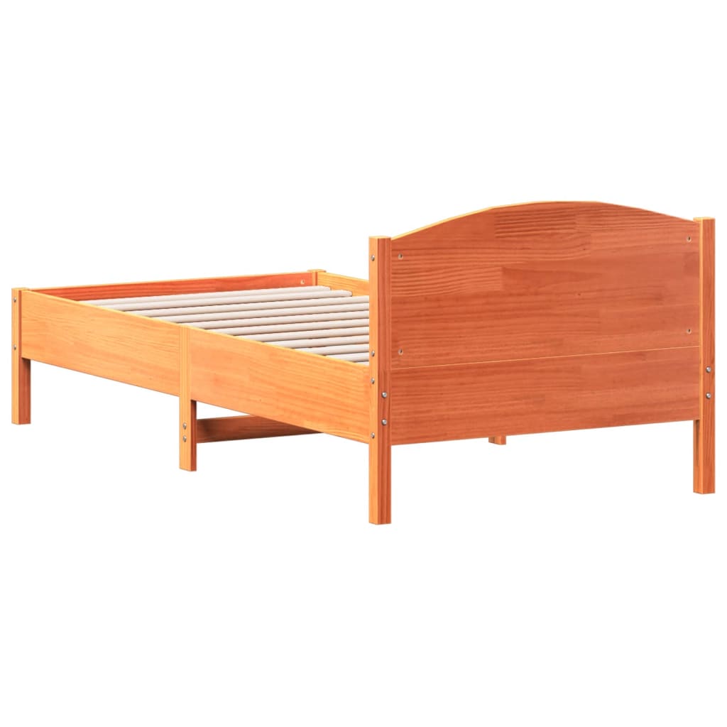 vidaXL Bed Frame without Mattress Wax Brown 90x190 cm Single Solid Wood Pine