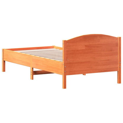 vidaXL Bed Frame without Mattress Wax Brown 90x190 cm Single Solid Wood Pine