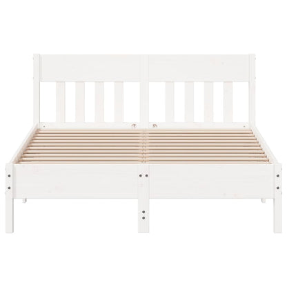 vidaXL Bed Frame without Mattress White 150x200 cm King Size Solid Wood Pine