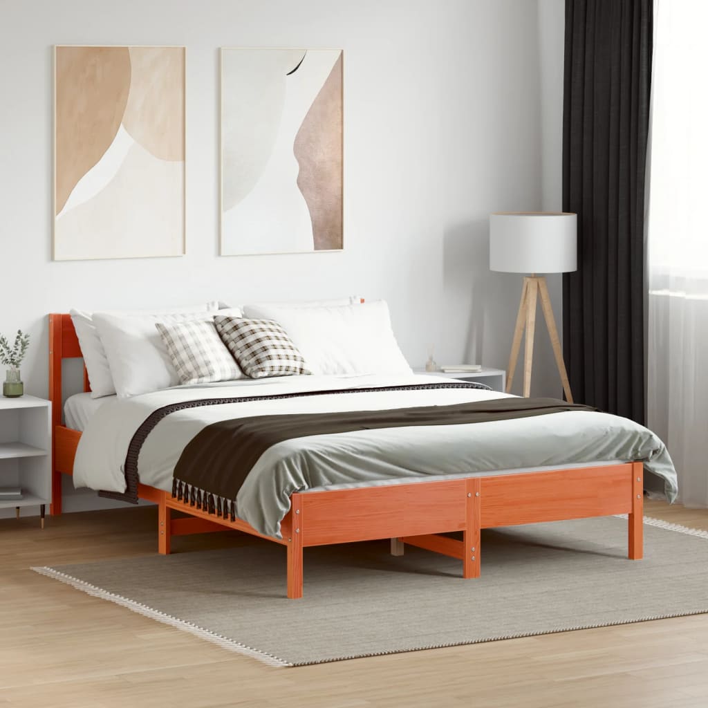 vidaXL Bed Frame without Mattress Wax Brown 120x200 cm Solid Wood Pine