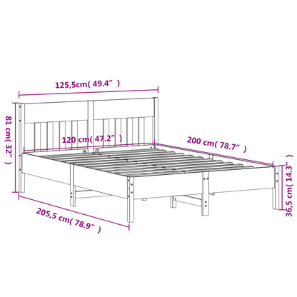 vidaXL Bed Frame without Mattress Wax Brown 120x200 cm Solid Wood Pine