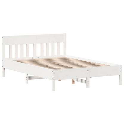 vidaXL Bed Frame without Mattress White 135x190 cm Double Solid Wood Pine