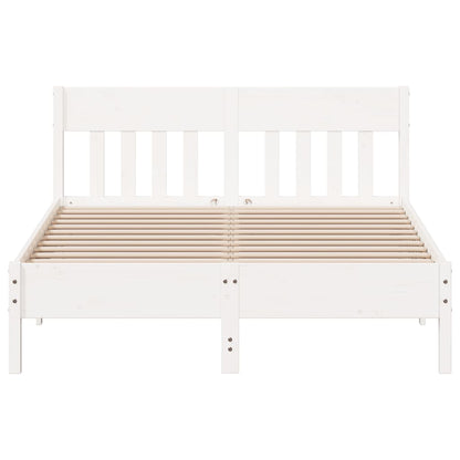 vidaXL Bed Frame without Mattress White 135x190 cm Double Solid Wood Pine