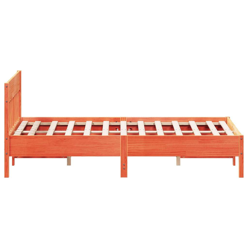 vidaXL Bed Frame without Mattress Wax Brown 135x190 cm Double Solid Wood Pine