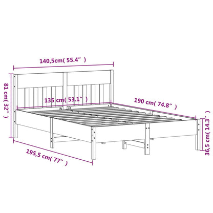 vidaXL Bed Frame without Mattress Wax Brown 135x190 cm Double Solid Wood Pine