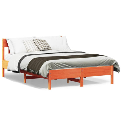 vidaXL Bed Frame without Mattress Wax Brown 135x190 cm Double Solid Wood Pine