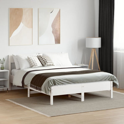 vidaXL Bed Frame without Mattress White 120x190 cm Small Double Solid Wood Pine