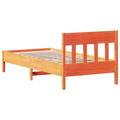 vidaXL Bed Frame without Mattress Wax Brown 75x190 cm Small Single Solid Wood Pine