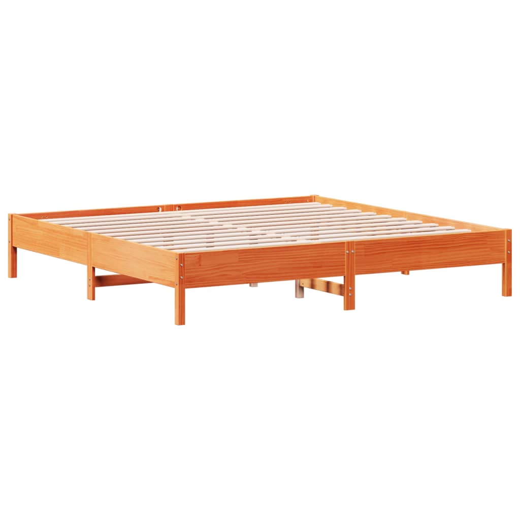 vidaXL Bed Frame | Wax brown | Solid pine wood, Plywood slats | Double | Durable