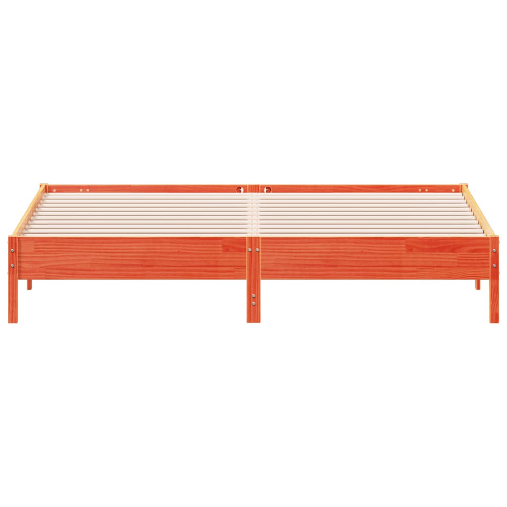 vidaXL Bed Frame | Wax brown | Solid pine wood, Plywood slats | Double | Durable