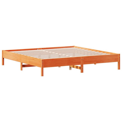 vidaXL Bed Frame | Wax brown | Solid pine wood, Plywood slats | Double | Durable