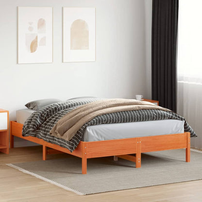 vidaXL Bed Frame | Wax brown | Solid pine wood | 140 x 200 cm |  Modern