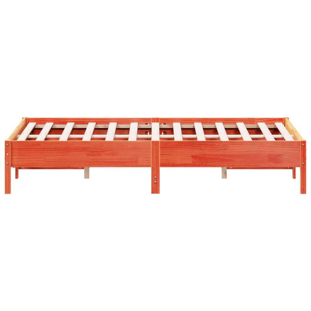 vidaXL Bed Frame | Wax brown | Solid pine wood, Plywood | Double | Non-scratch