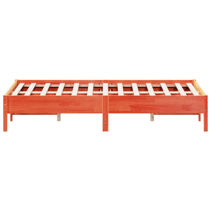 vidaXL Bed Frame | Wax brown | Solid pine wood, Plywood | Double | Non-scratch