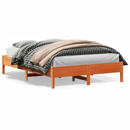 vidaXL Bed Frame | Wax brown | Solid pine wood, Plywood | Double | Non-scratch