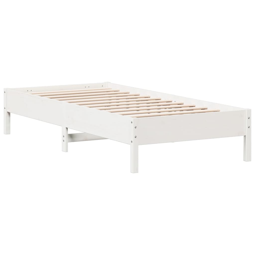 vidaXL Bed Frame | White | Solid Pine Wood | Single | Minimalistic | Bed Frame