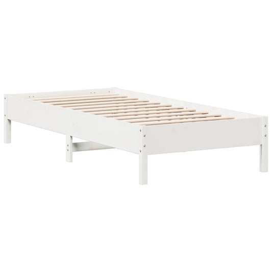 vidaXL Bed Frame | White | Solid Pine Wood | Single | Minimalistic | Bed Frame