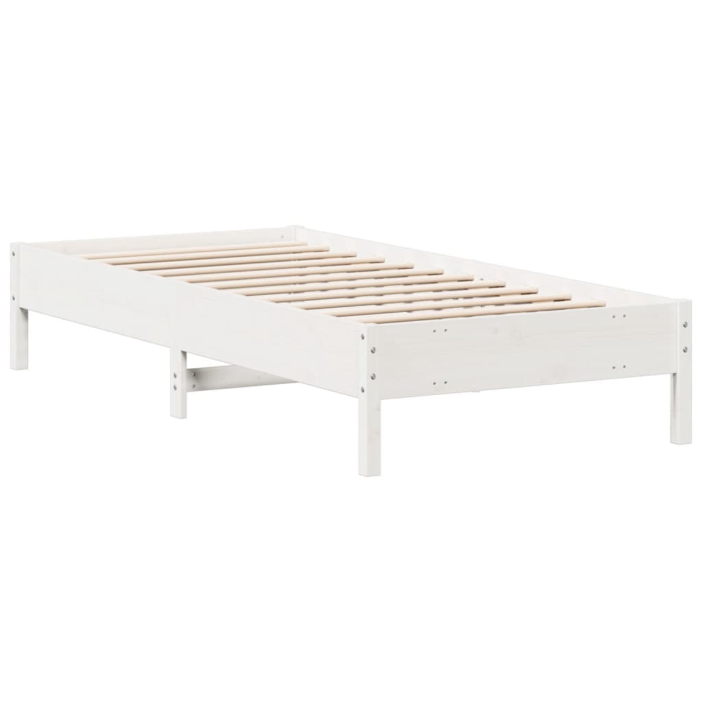 vidaXL Bed Frame | White | Solid Pine Wood | Single | Minimalistic | Bed Frame