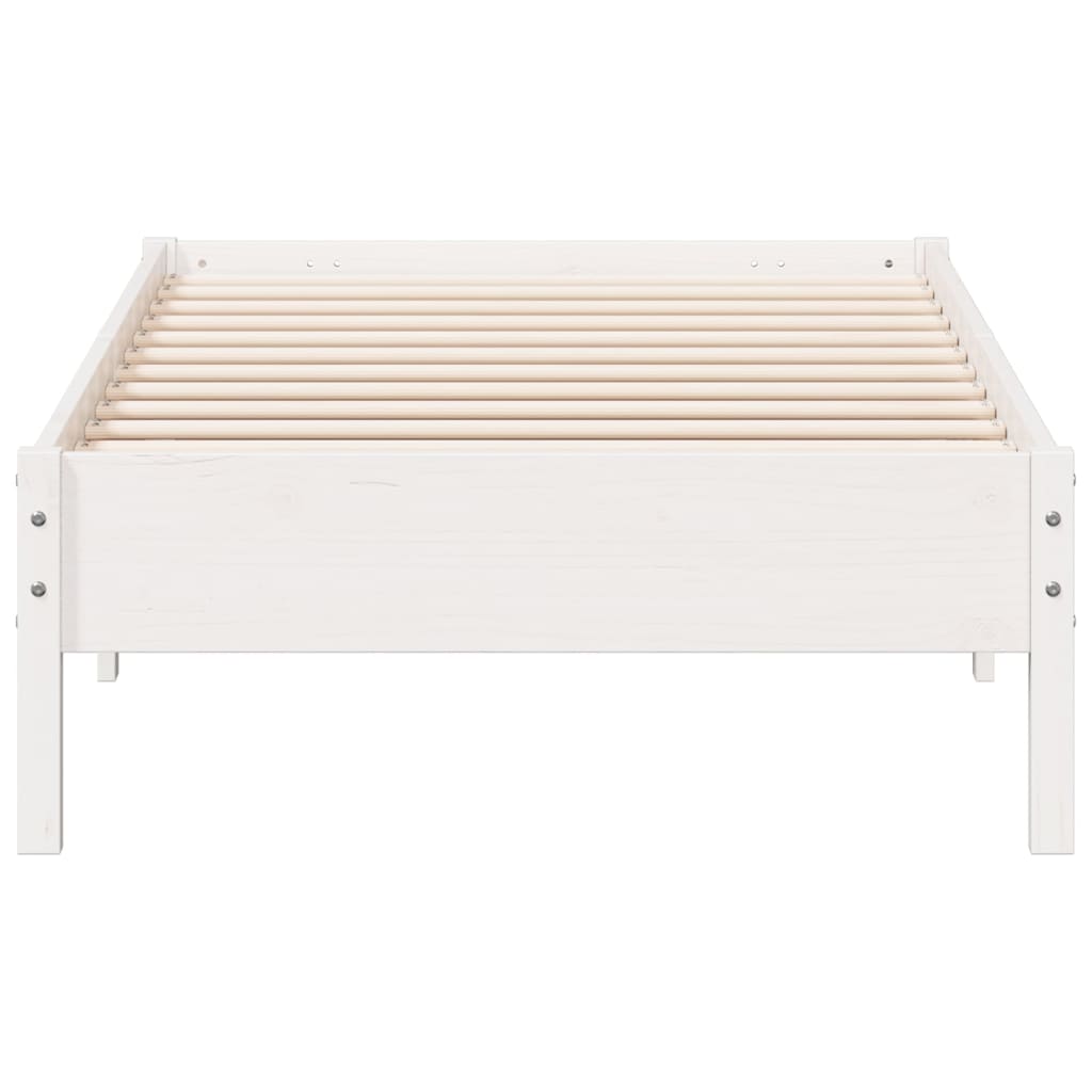 vidaXL Bed Frame | White | Solid pine wood, Plywood | 90x200 cm | Durable