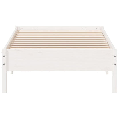 vidaXL Bed Frame | White | Solid pine wood, Plywood | 90x200 cm | Durable