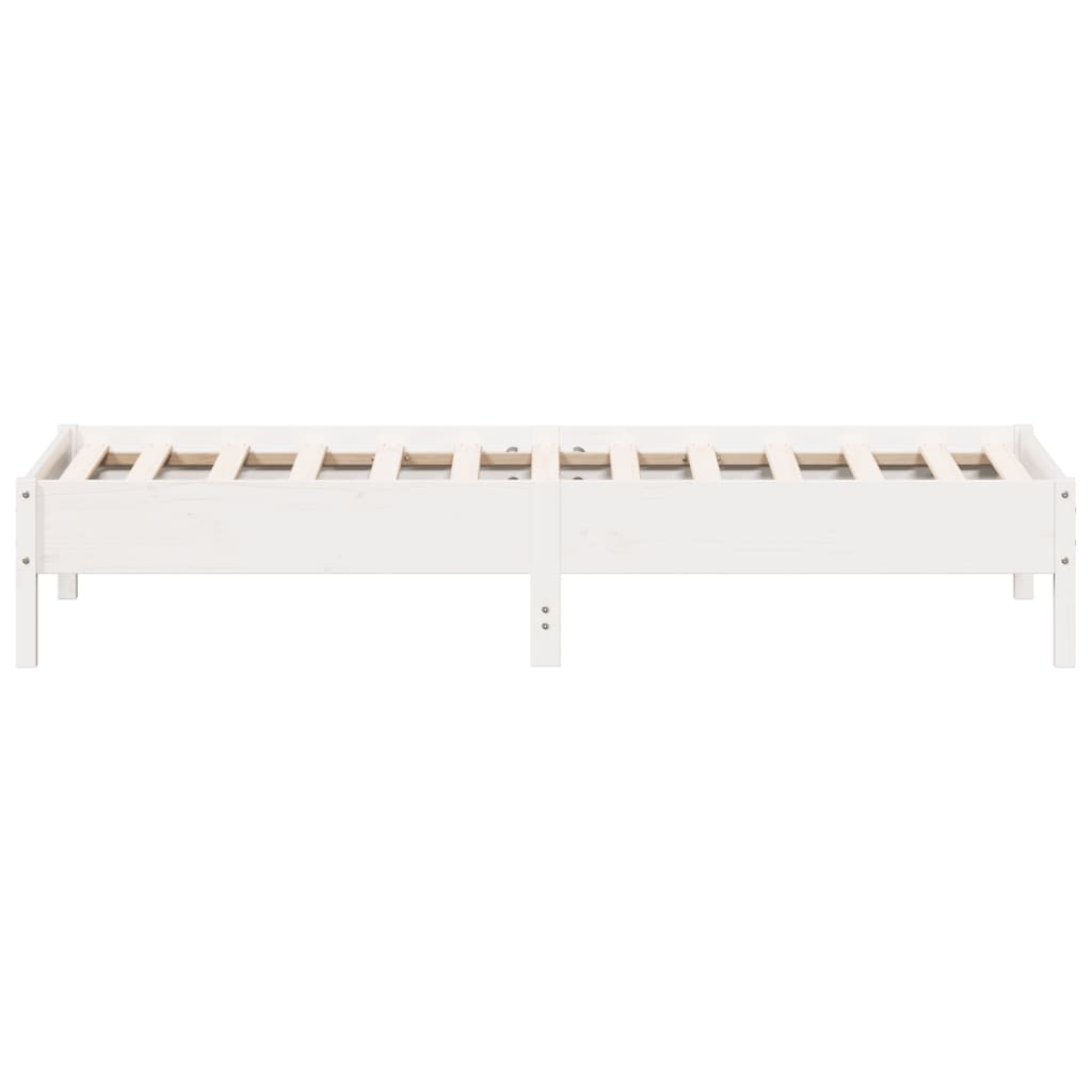 vidaXL Bed Frame | White | Solid pine wood, Plywood | 90x200 cm | Durable