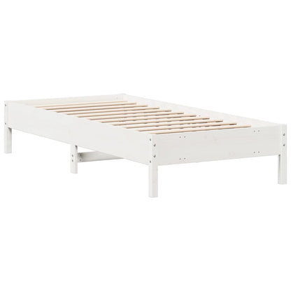 vidaXL Bed Frame | White | Solid pine wood, Plywood | 90x200 cm | Durable