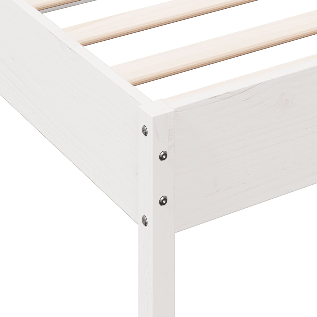 vidaXL Bed Frame | White | Solid pine wood, Plywood | 90x200 cm | Durable