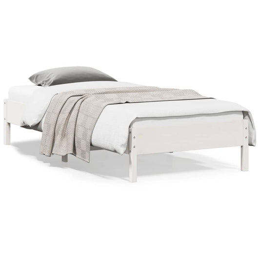 vidaXL Bed Frame | White | Solid pine wood, Plywood | 90x200 cm | Durable