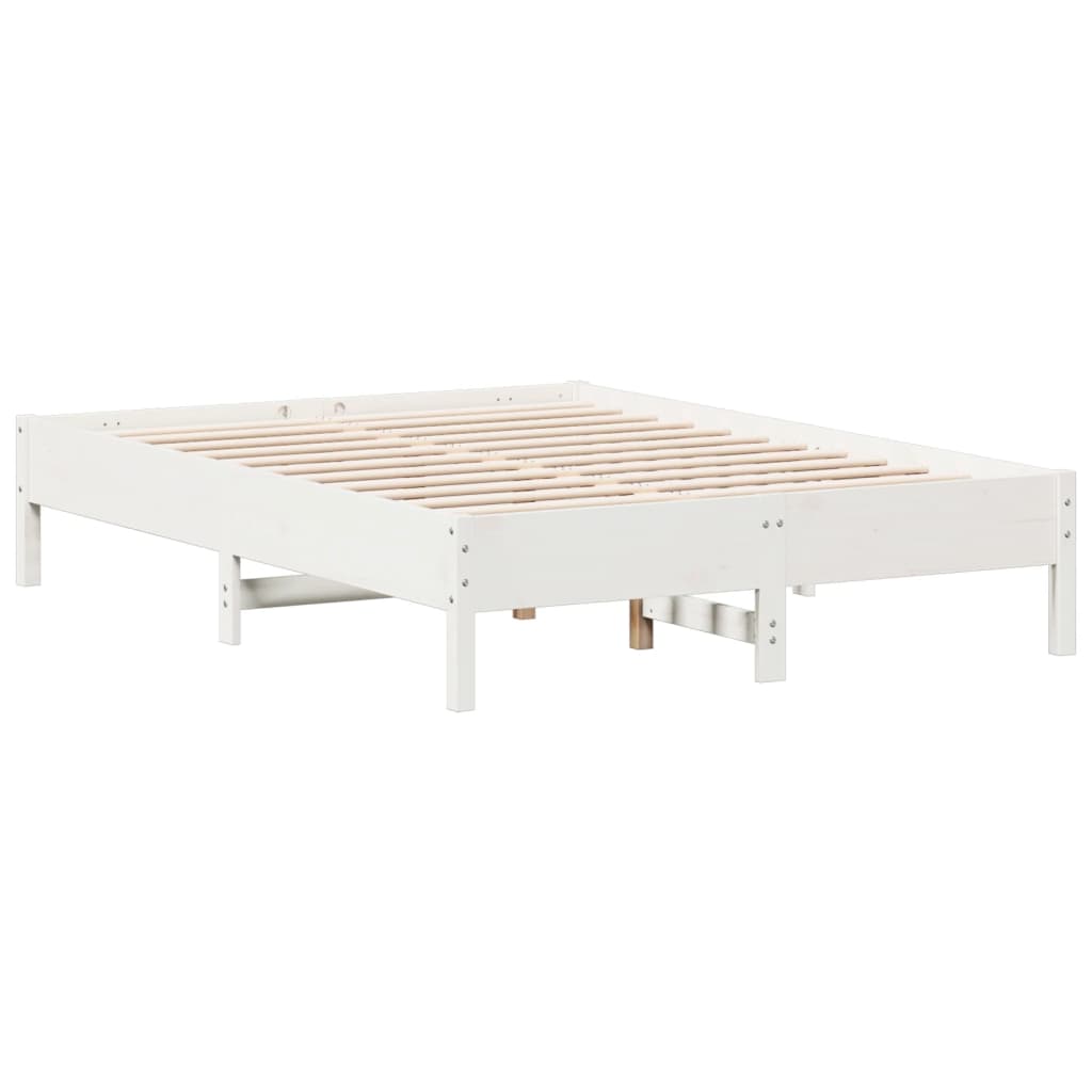 vidaXL Bed Frame | White | Solid pine wood, Plywood | 140x190 cm | Modern