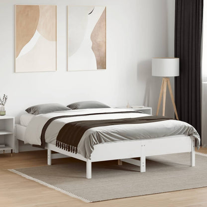 vidaXL Bed Frame | White | Solid pine wood, Plywood | 140x190 cm | Modern