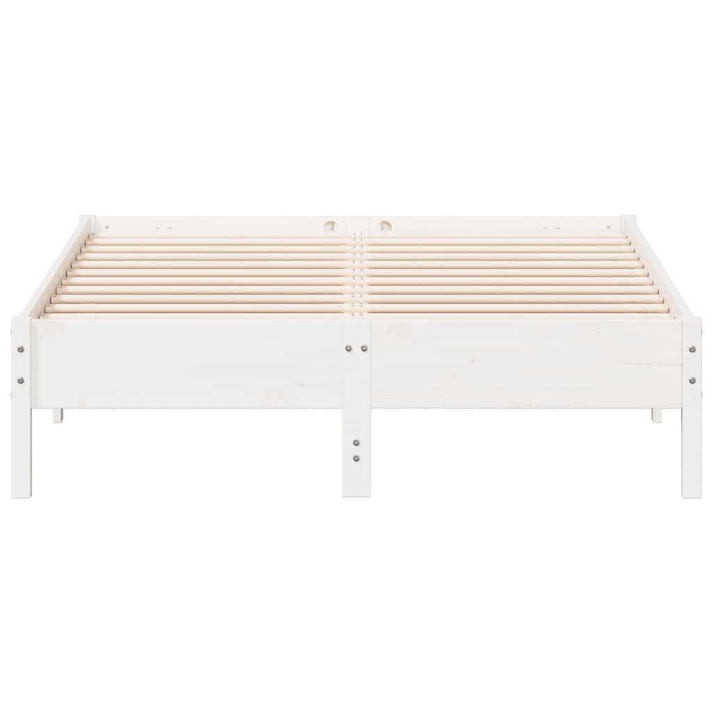 vidaXL Bed Frame | White | Solid pine wood, Plywood | 140x190 cm | Modern