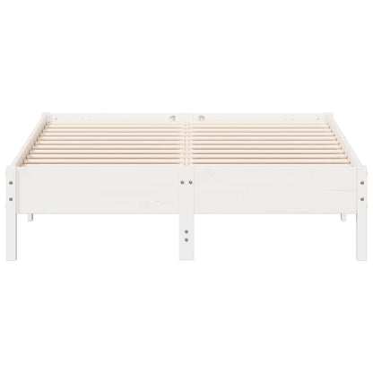 vidaXL Bed Frame | White | Solid pine wood, Plywood | 140x190 cm | Modern