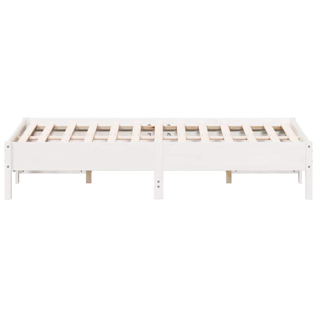 vidaXL Bed Frame | White | Solid pine wood, Plywood | 140x190 cm | Modern