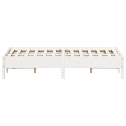 vidaXL Bed Frame | White | Solid pine wood, Plywood | 140x190 cm | Modern