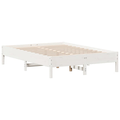 vidaXL Bed Frame | White | Solid pine wood, Plywood | 140x190 cm | Modern